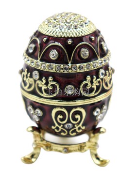 珐琅彩金属俄罗斯复活节彩咖啡色迷你小彩蛋摆件家居饰品柜台摆设