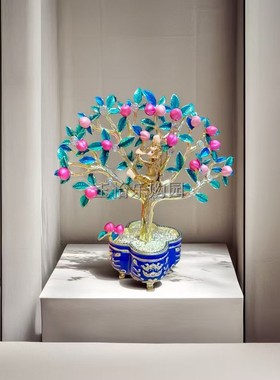 长寿桃树摆件家居饰品