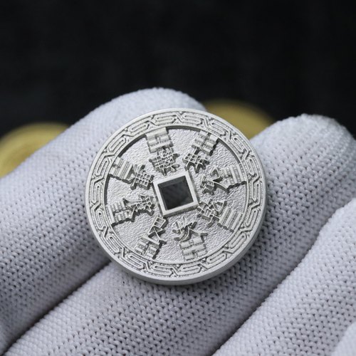 26mm山鬼花钱后天八卦回字纹雕刻花边纯银古法铸造手工银币天一 - 图2