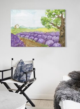 ins网红紫色薰衣草少女风房间卧室客厅背景墙帆布无框画装饰挂画