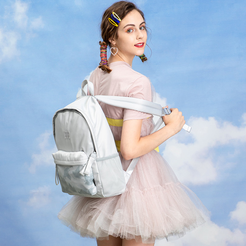 mracehomme女纯色高中学生双肩包 mracehomme双肩背包