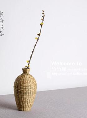 草编陶瓷手工插花