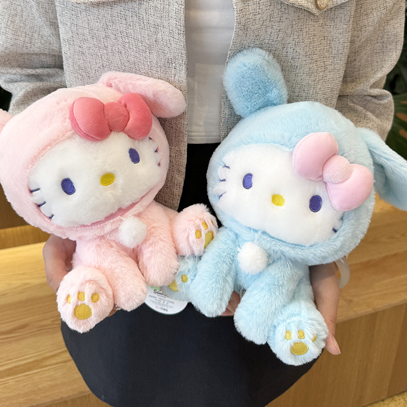 正版hello kitty公仔哈喽kitty猫kt猫凯蒂猫娃娃毛绒玩具女生玩偶 - 图0