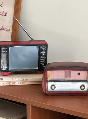 复古怀旧电视机收音机摆件桌面装饰创意家居工艺品中古新款灯塔