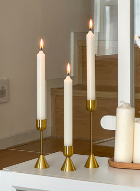 法式金属烛台轻奢浪漫婚庆婚礼餐厅烛光晚餐长杆蜡烛桌面装饰摆件