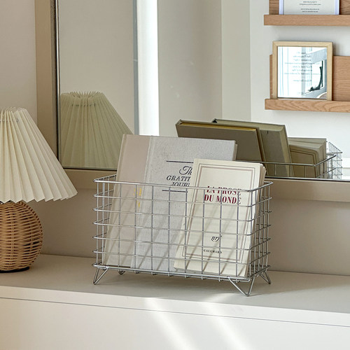 铁艺杂物化妆品收纳篮收纳筐盒厨房卫生间客厅桌面橱柜铁框储物 - 图1