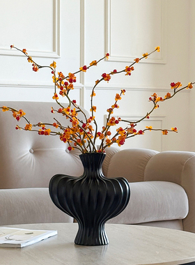 复古创意简约陶瓷花瓶摆件轻奢小众仿真花假花客厅电视柜装饰摆设