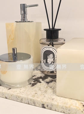 现代简约样板间卫生间洗漱台售楼处托盘套装大理石洗漱杯纸巾盒