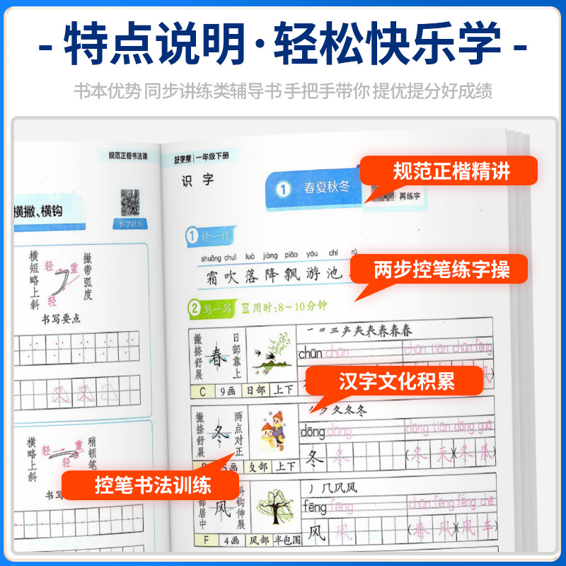 华夏万卷好字帮语文一年级二年级三年级四年级五年级六年级上册下册部编人教版 小学生钢笔字硬笔书法课本同步字帖一课一练练字帖 - 图1