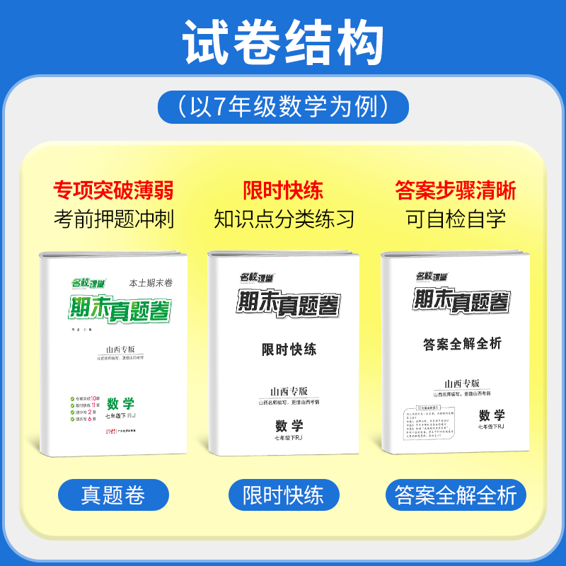 山西专版期末真题卷精编七年级下册八年级下册名校课堂初中语文数学英语物理历史考点同步试卷模拟测试卷训练单元卷子中考复习资料 - 图1