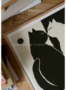 ANNA 丹麦设计Eniko Katalin Eged猫咪插画海报 北欧客厅餐厅卧室