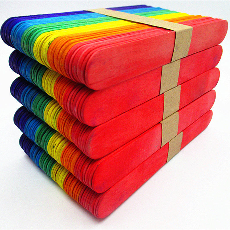 雪糕棒 diy手工模型制作辅料耗材木棒 彩色压舌板冰棒棍50支,淘宝优惠券,粉丝福利购,淘宝优惠卷