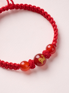 马年天然红玛瑙好运红绳手链手绳本命年十二生肖礼物直播货源