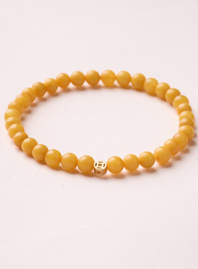 天然鸡油黄蜜蜡手串手链女串珠轻奢感好运手饰饰品爆款