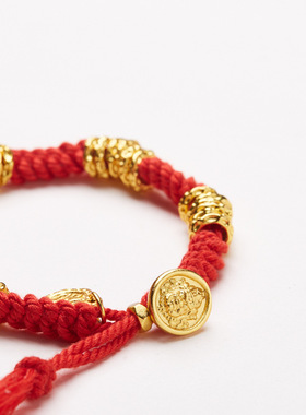 古法沙金盘缠红绳手链马年本命年新年好运红手绳手串首饰手饰