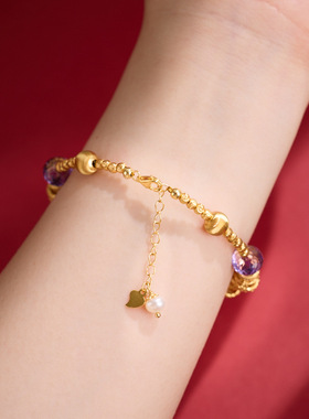 源头工厂紫色星辰s925银盘缠水晶手链女百搭送女友闺蜜礼物