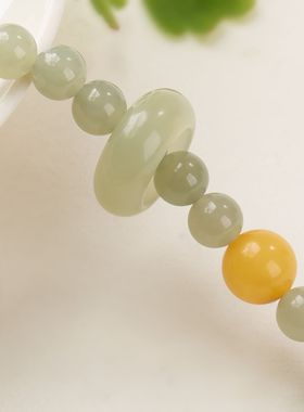 和田玉蜜蜡库克手链串珠女士轻奢感文玩佛珠手饰手串爆款