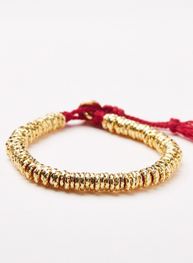 古法沙金盘缠红手绳红绳手链本命年好运腰缠万贯手串手饰饰品