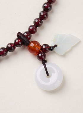 天然石榴石翡翠平安扣手链串珠女感文玩佛珠手饰手串爆款