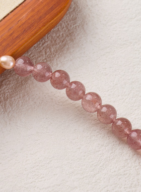 草莓晶淡水珍珠手链串珠天然水晶文玩佛珠感手饰手串爆款