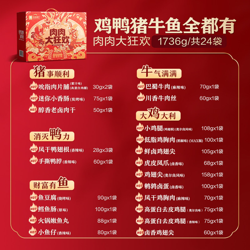 良品铺子鸭肉肉零食大礼包圣诞礼物巨型卤味年货礼盒小吃休闲食品