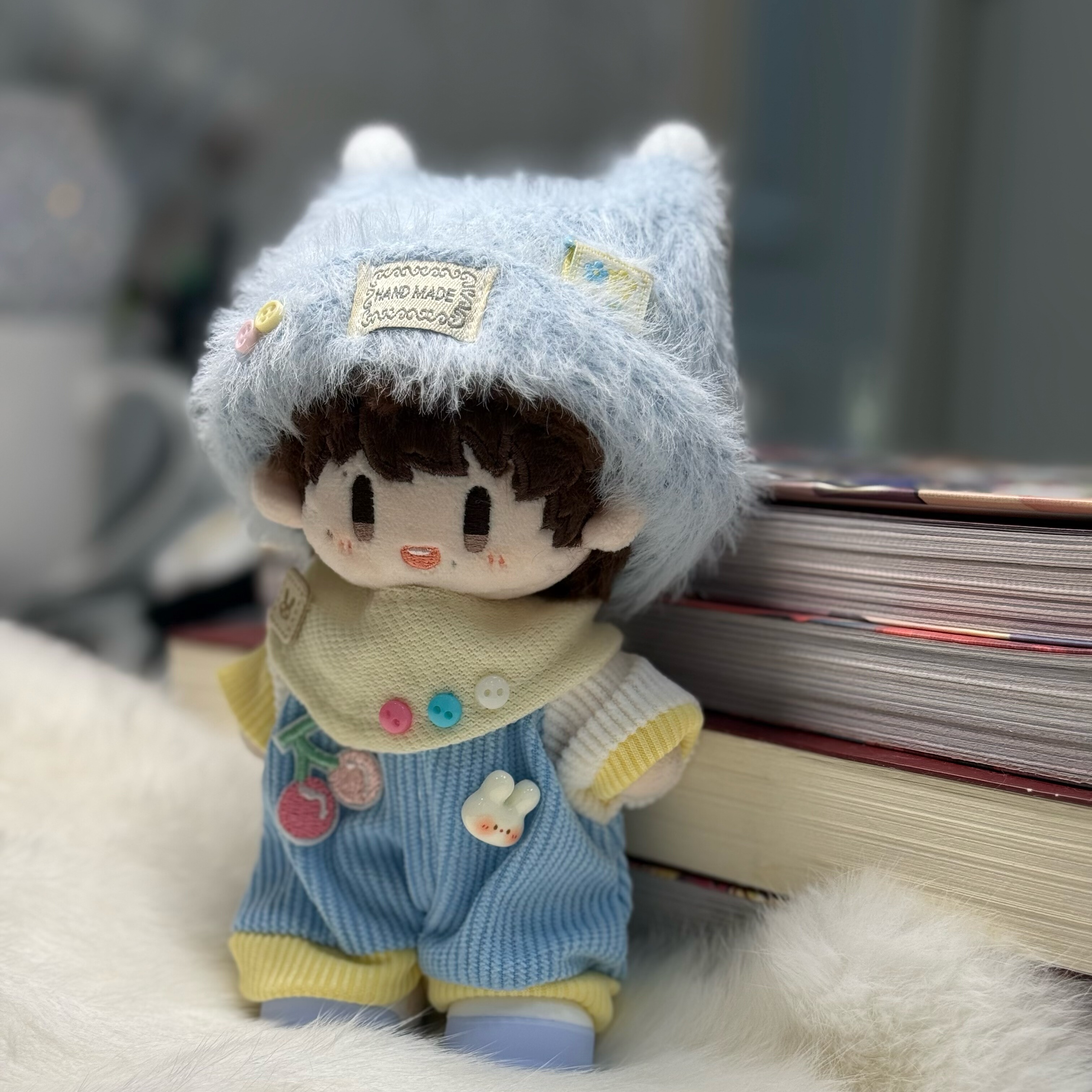 周深是个宝宝周可可棉花娃娃16cm蓝色睡衣爬爬服包屁衣娃衣服套装,淘宝优惠券,粉丝福利购,淘宝优惠卷