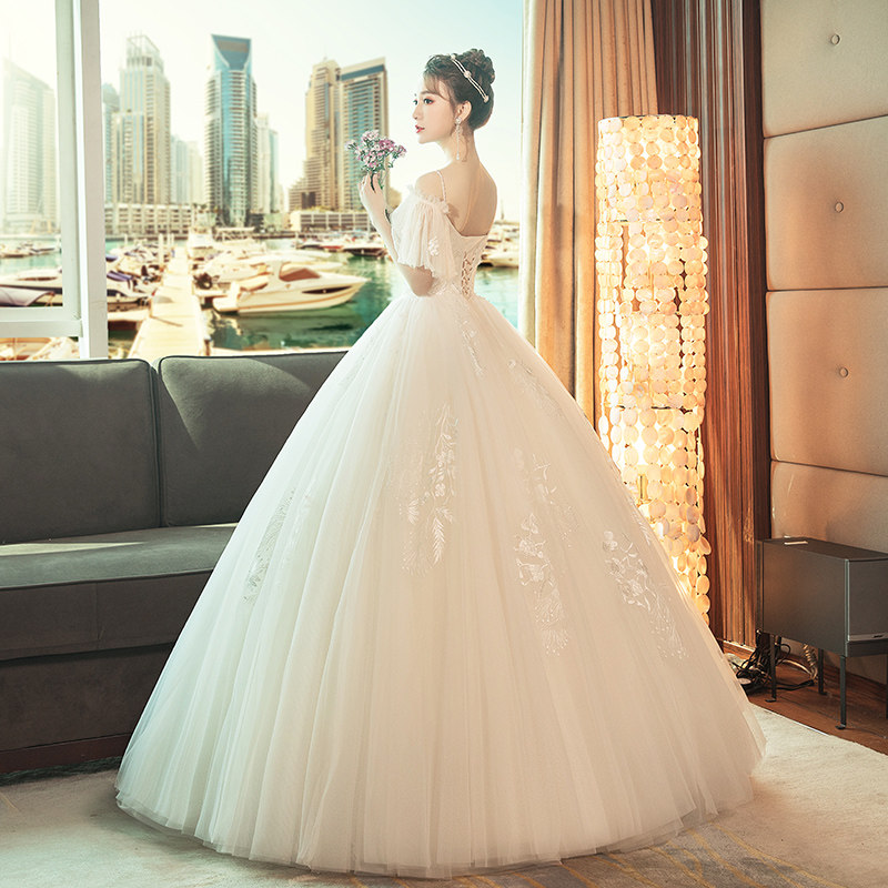 v领齐地2020新款简约吊带新娘婚纱 花嫁物语婚纱