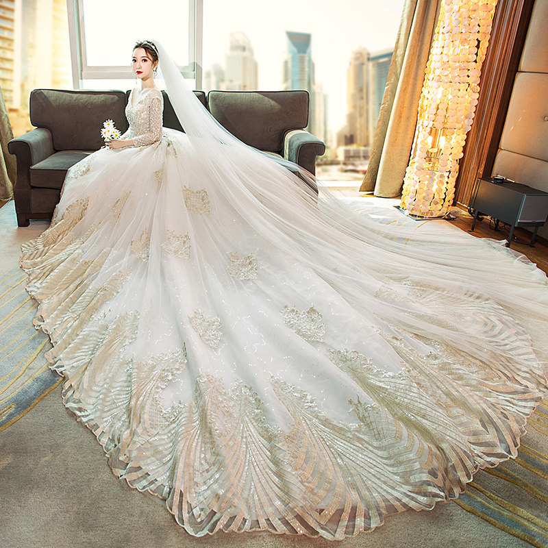 婚纱2020新款秋冬重工奢华结婚长袖 花嫁物语婚纱