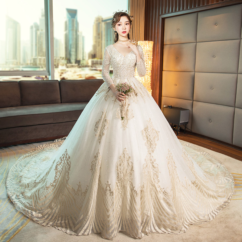 婚纱2020新款秋冬重工奢华结婚长袖 花嫁物语婚纱