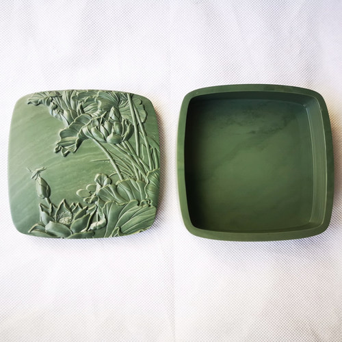 砚台 松花砚 正宗老坑松花砚 墨海 笔掭 抄经 松花石砚 大石盒砚 - 图2