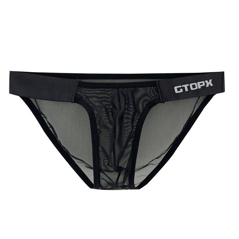 2条装男士内裤三角裤低腰高叉性感网纱薄款透气纯色凉感底裤包邮,淘宝优惠券,粉丝福利购,淘宝优惠卷