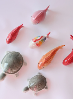 景德镇陶瓷鱼缸漂浮小摆件