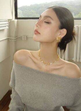 小众复古编织宝石项链女爆款简约百搭轻奢choker锁骨链女真金镀层