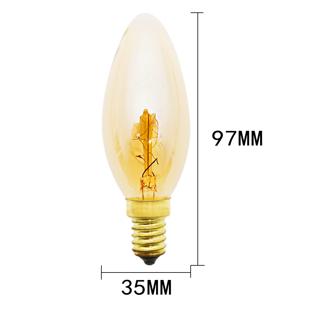 爱迪生灯泡E27 40W大螺口复古暖黄光源白织钨丝老式螺纹透明 C35 - 图3