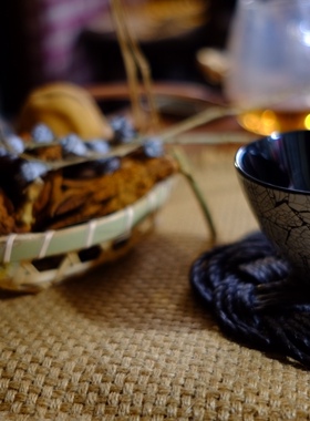 髹缮斋｜原创设计传统漆艺纯手工蛋壳镶嵌大漆茶杯酒杯品茗杯