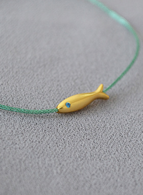 《锦鲤》小众设计丝线编织复古金色小鱼简中式约极细手链手绳叠带