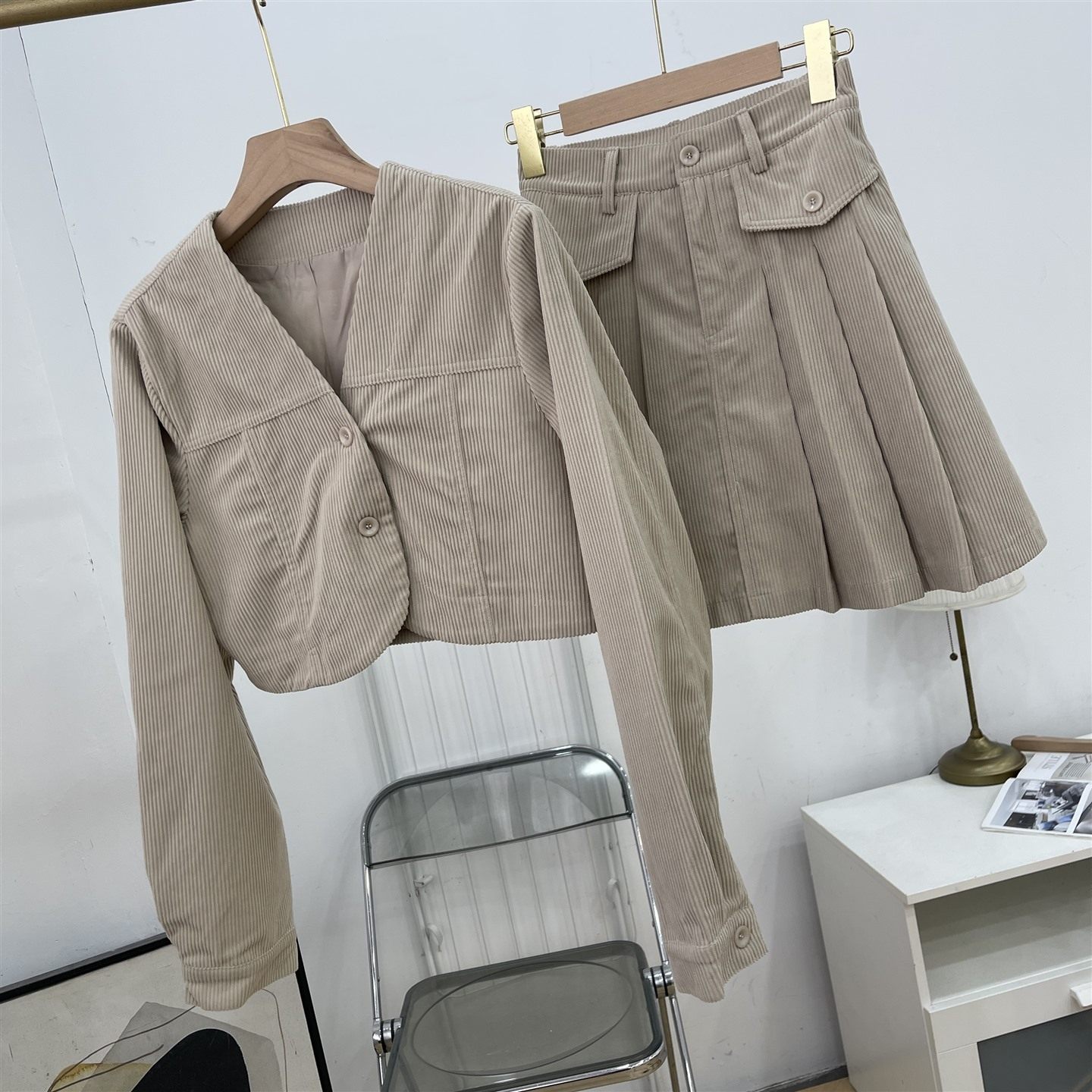 韩系简约气质V领长袖西装外套+高腰包臀裙开叉半身裙套装K#30,淘宝优惠券,粉丝福利购,淘宝优惠卷