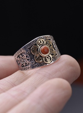 六字真言戒指开口复古民族风男款