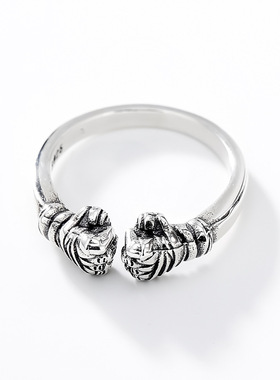 古银铺纯银复古个性S925拳击拳头