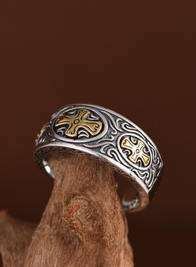 复古工艺十字架男士朋克风格戒指