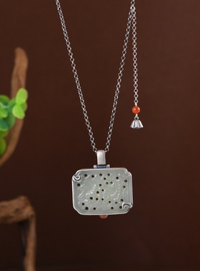 和田玉香囊吊坠女款毛衣链项链坠