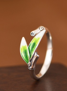 景泰蓝银戒指小众轻奢民族风女款