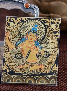 古银铺男款纯银手绘唐卡吉祥八宝