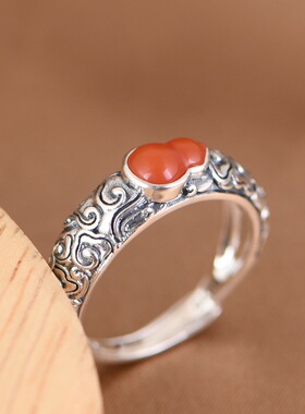 葫芦银戒指复古做旧福禄文艺女款