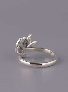 古银铺女款荷花戒指S925复古时尚