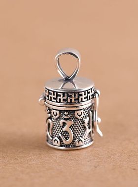 纯银复古吊坠楞严咒可打开嘎乌盒