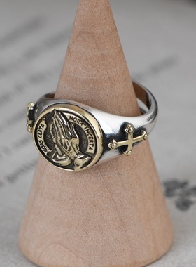 十字架戒指古银铺纯银复古女款