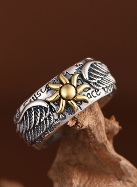 小众设计男款太阳花个性朋克戒指