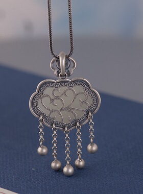 新中式纯银复古做旧女款旗袍压襟