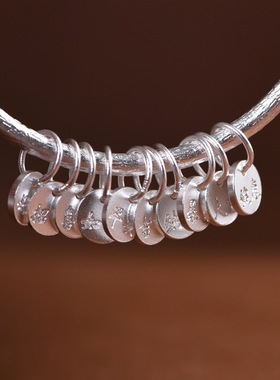 轻奢足银吉言盘缠小众设计银镯子